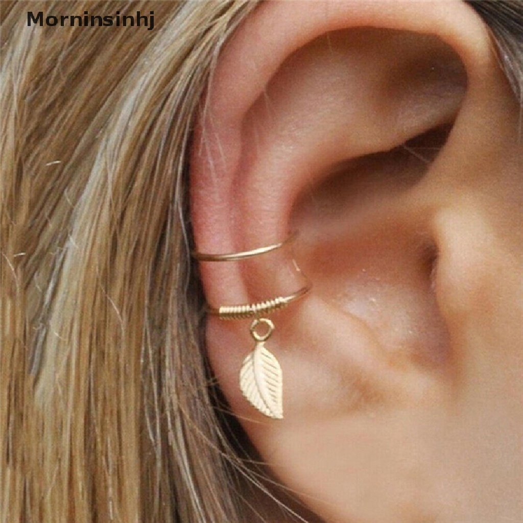 Mornin 5pcs Manset Telinga Anting Klip Daun Untuk Wanita No Earring Aksesoris Hadiah id