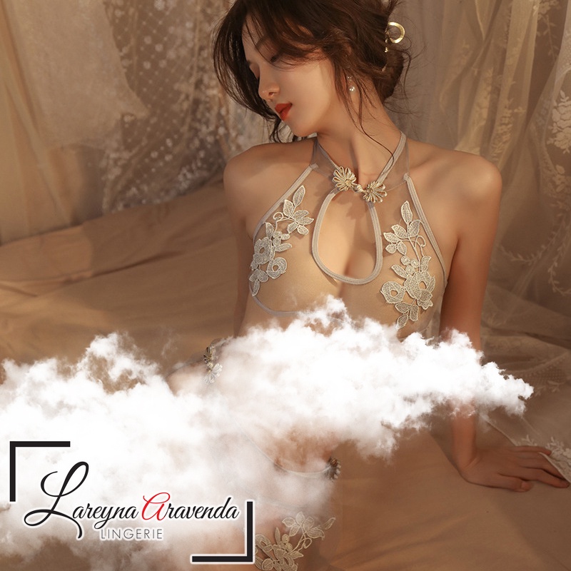 Lareyna Aravenda Set Lingerie Transparant + Rok Model Cheongsam 2 Pieces LG029