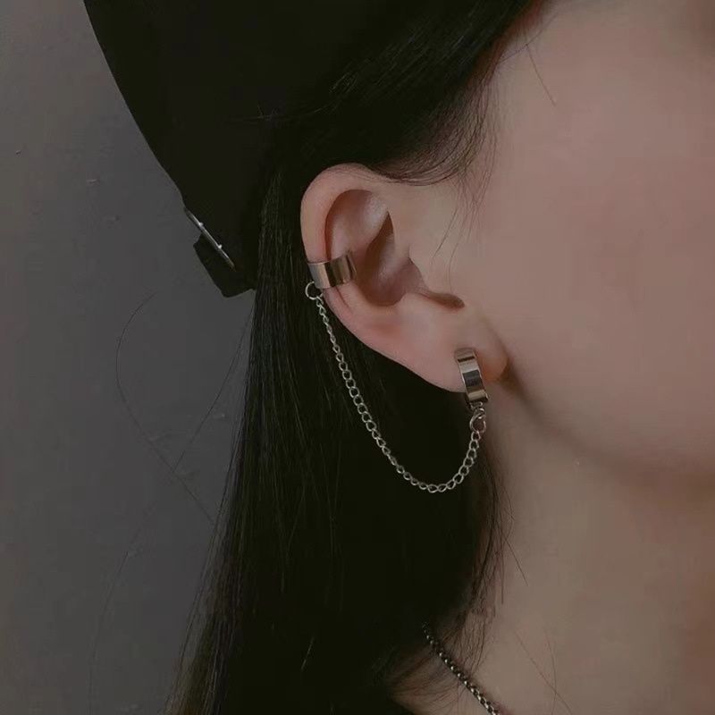 [AYBx] Baju Kaos Distro Pria Wanita Lengan Pendek 1pasang Anting Klip Telinga Bahan Stainless Steel Tanpa Sakit Untuk Pria Wanita Punk Warna Silver Tanpa Tindik Palsu