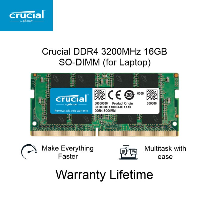 Ram Crucial Ddr4 3200 16Gb Sodimm Ram Laptop Ddr4 3200Mhz 16Gb Pc4-25600