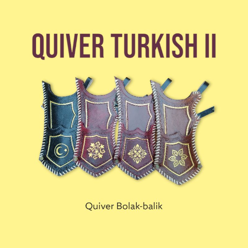 QUIVER TURKISH II, Tas Arrow , Quiver kulit asli bolak-balik