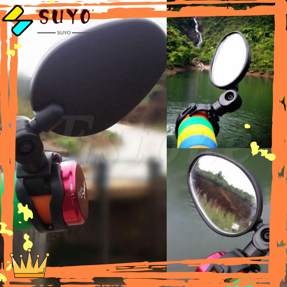 Suyo Spion Sepeda Outdoor Adjustable360° Karet Putar+ABS Kaca Spion Mobil Motor