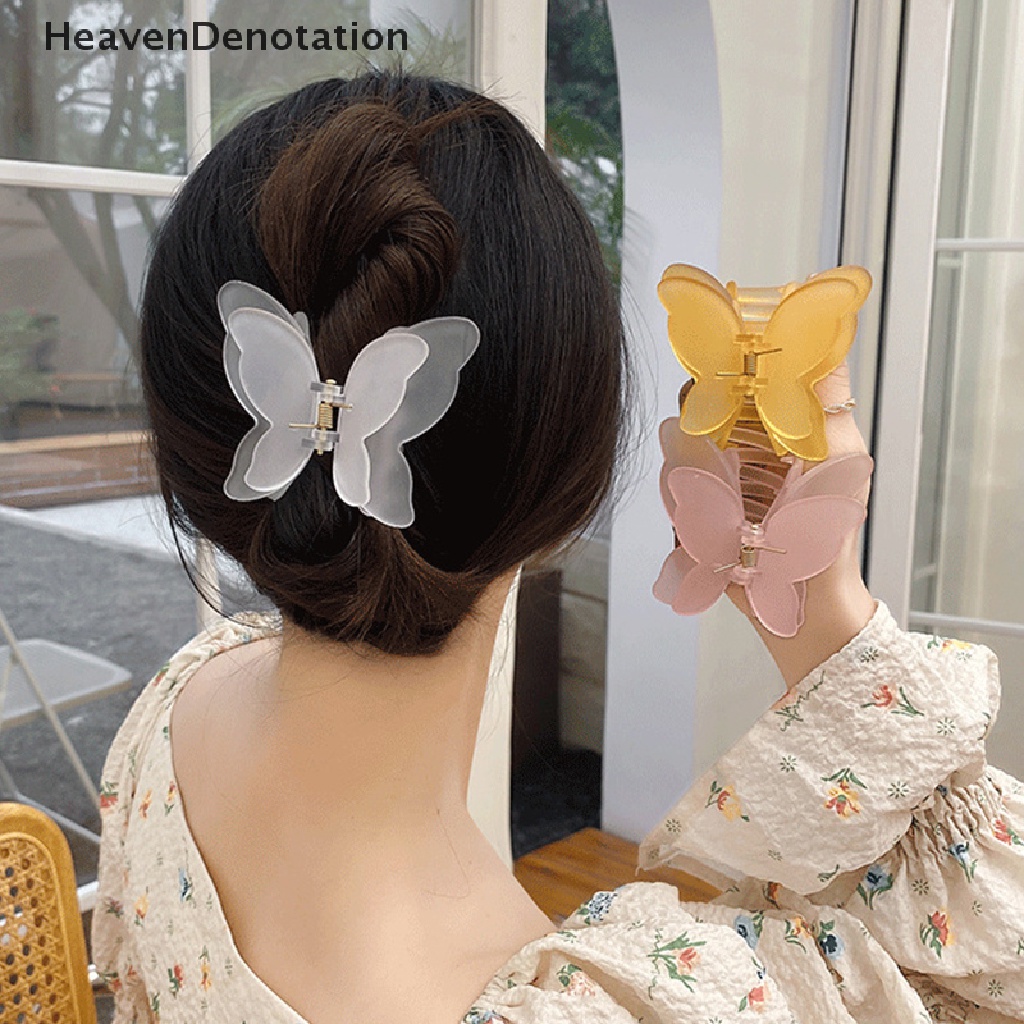 [HeavenDenotation] Double Layer Besar Kupu-Kupu Rambut Cakar Mode Permen Warna Gradien Tie-Dye Berwarna Styling Alat Jepit Gadis Hair Clip Aksesoris Rambut Wanita HDV