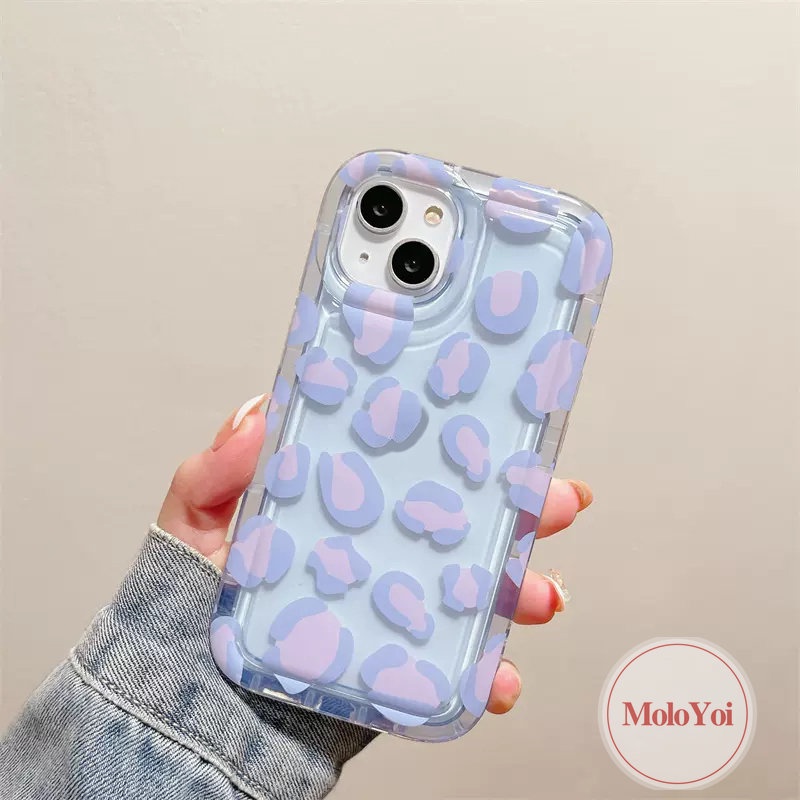 IPHONE Casing Ponsel Kompatibel Untuk Iphone11 14 13 12 Pro MAX X XS MAX XR 6 6S 78 Plus SE 2020 Ins Ungu Leopard Print Kamera Perlindungan Shockproof Airbag Lembut TPU Case Cover