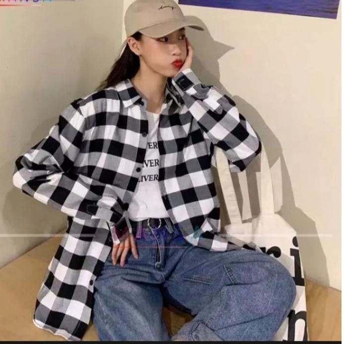 ✹ KEMEJA KOTAK KOTAK OVERSIZE ●