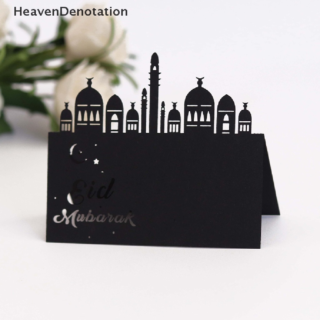 [HeavenDenotation] 20pcs Kartu Pos Dekorasi Eid Mubarak Kartu Dudukan Kartu Muslim Ramadhan Kareem Dekorasi Meja Pesta Lebaran AL Adha HDV