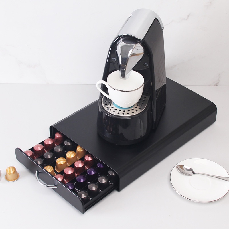 Tempat Kapsul Kopi Ukuran Besar Hitam Coffee Capsules Drawer Rak Holder Untuk Capsul Nespresso