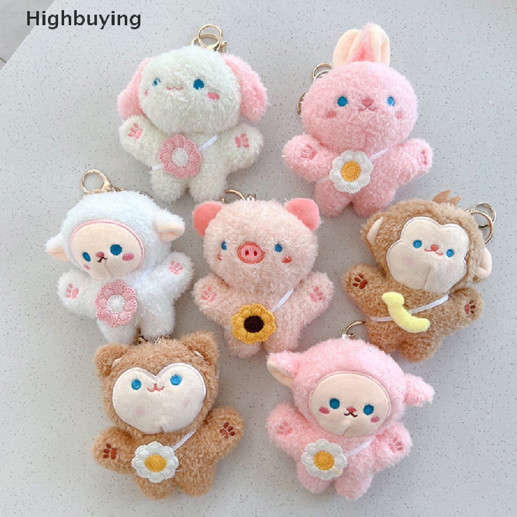 Hbid Lucu Kartun Hewan Plush Doll Gantungan Kunci Boneka Boneka Plush Mainan Gantungan Kunci Keychain Cute Ladies Bag Pria Car Key Ring Tas Siswa Koper Liontin Glory