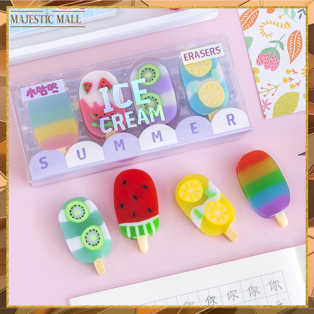 

Penghapus Pensil Karakter Es Krim Ice Cream Erazer Set 4pcs Import COD ℳℳ 846