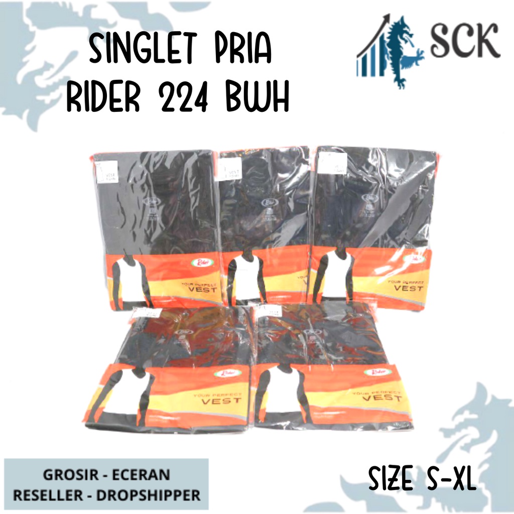 Kaos Dalam Pria RIDER 224 HITAM krah V / Kaos Blong RIDER T-Shirt Lifestyle R 224 Bwh Hitam - sckmenwear GROSIR