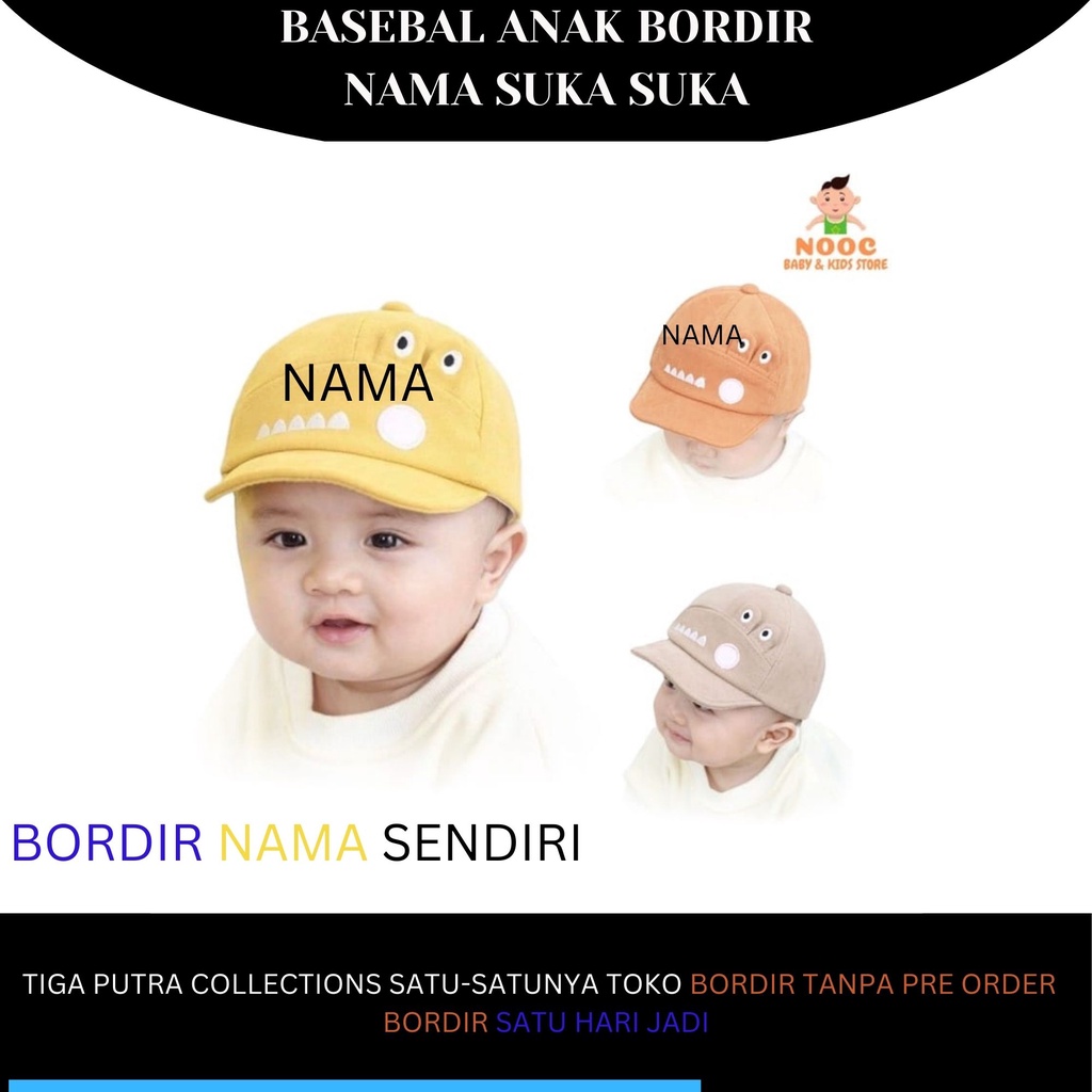 Topi Bayi Aligator Motif Topi Motif Buaya Crocodile Bordir Nama Anak Custom SUKA SUKA