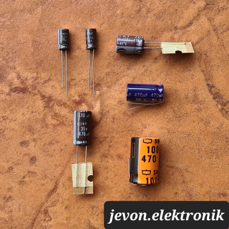 Capasitor Elco 470 uf 6.3 10 16 25 35 50 100 v volt kapasitor elko 470uf 6.3v 10v 16v 25v 35v 50v 100v