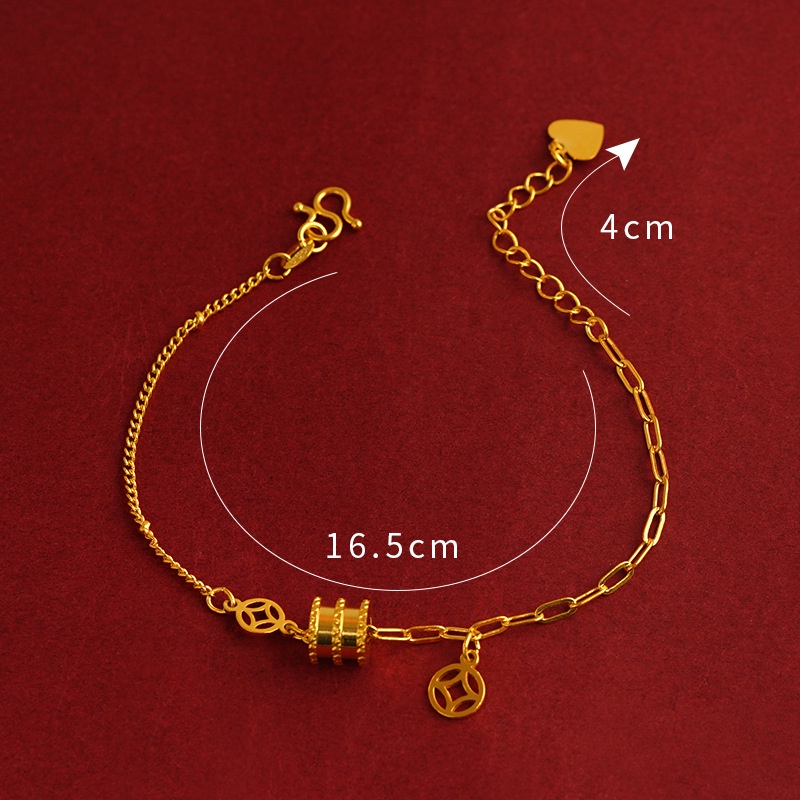 Goldkingdom Fashion Perhiasan 24 K Bangkok Aksesoris Ready Stock Geometris Berlian Bertatahkan Indah Berlapis Emas Semuanya Kecil Liar Pinggang Kalung Gelang