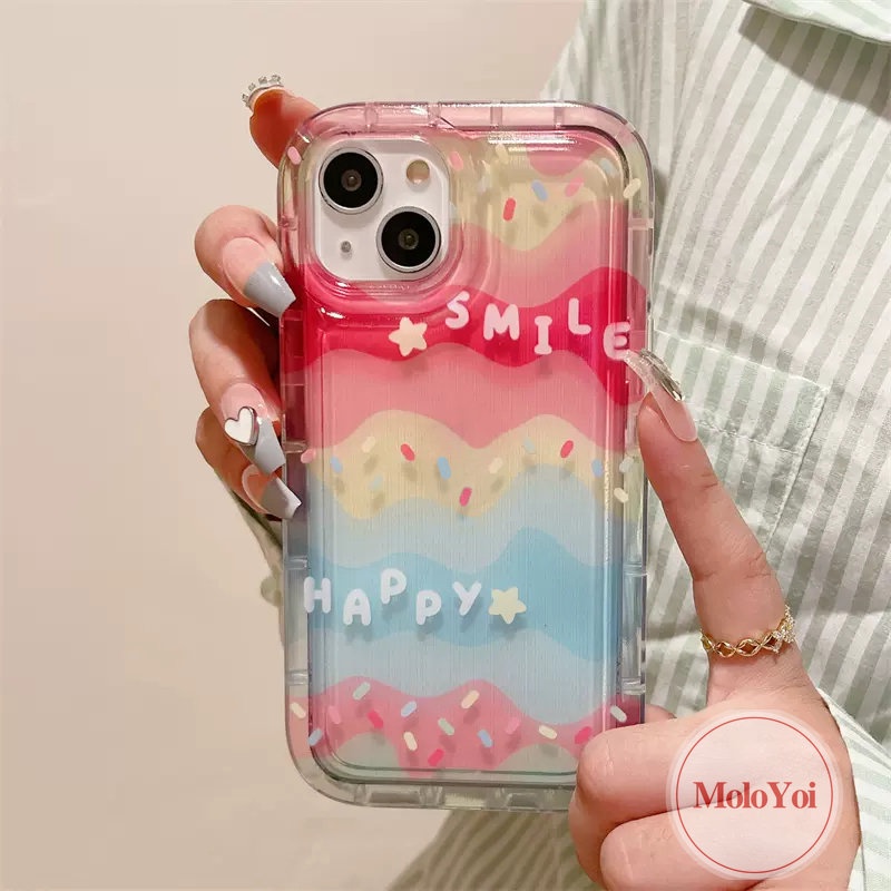 IPHONE Shockproof Airbag Casing Kompatibel Untuk Iphone14 11 13 12 Pro Max6 7 6s 8 Plus Xr X Xs Max SE 2020 INS Kreatif Pelangi Warna-Warni Lembut TPU Transparan Ponsel Cover