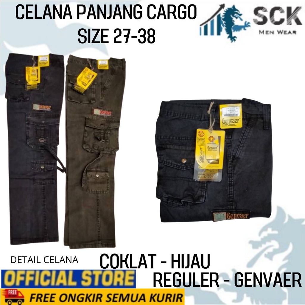 SCK - Celana Panjang Pria GENVAER CARGO ukuran 27-38 / Celana Jeans Casual Pria Halus