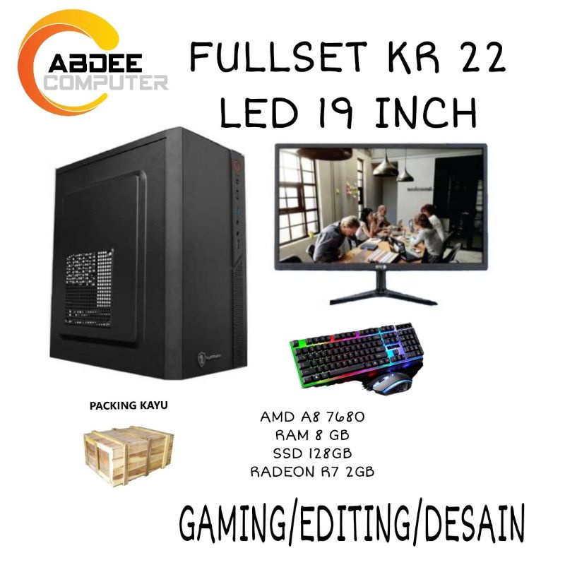 PC GAMING AMD A8 7600 MEMORI 8 GB SSD 128 GB HDD 500 GB WITH 2 GB R7 SERIES FREE USB WIFI