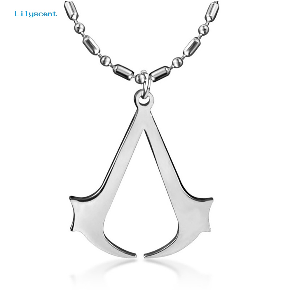 [LS] Kalung Liontin Rantai Cosplay Pria Assasin' s Creed Altair Logo Permainan Baja