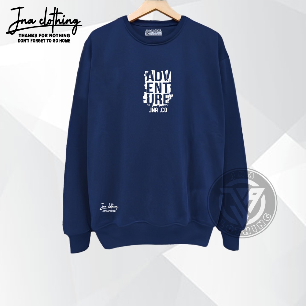 Sweater Crewneck Oblong Pria Navy Distro Brand Local JNA Clothing Bandung Suiter Tebal Lembut Adem Terbaru Terlaris Cowo Cewe