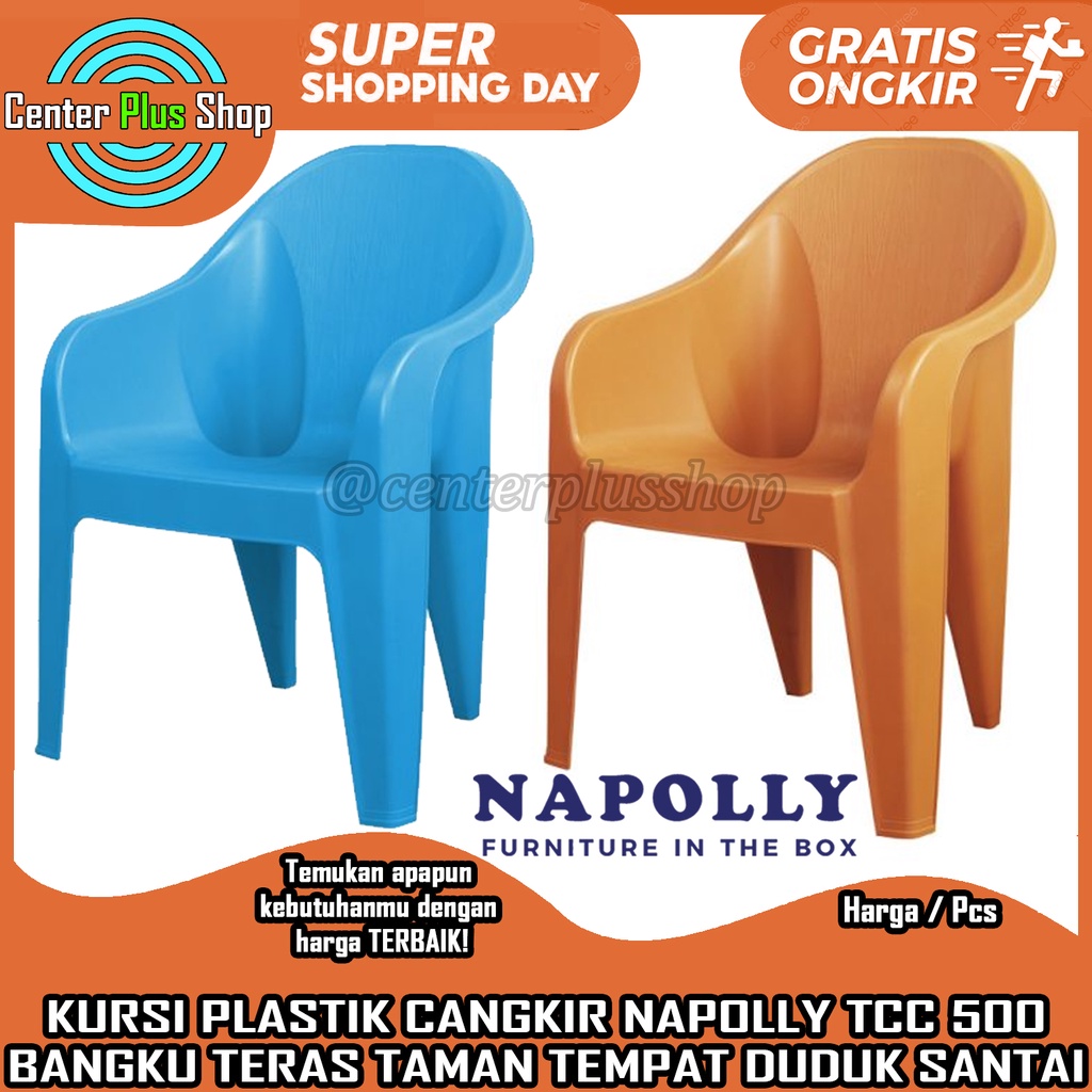 Napolly Tcc 500 Kursi Teras Napoly Plastik Sandaran Tangan Bangku Seliri Taman Cangkir Mangkok Tamu 