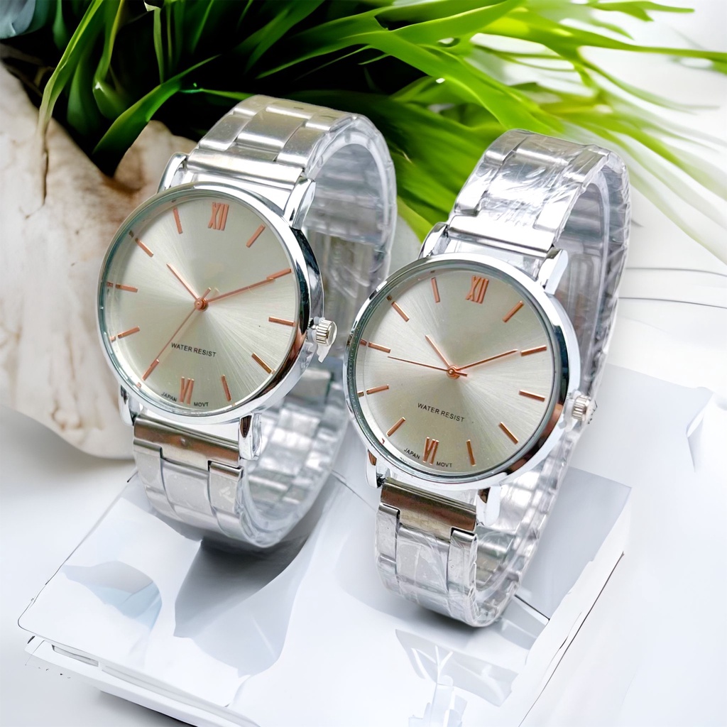 ✅COD Jam Tangan Couple Rantai Stainless Analog Watch Pria Wanita Permium Import    S1272