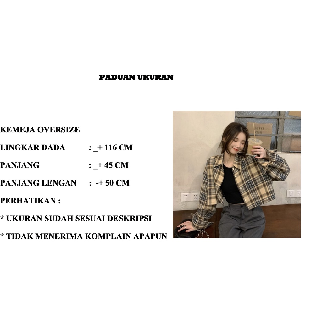 MAGCUN -kemeja oversize wanita polos -kemeja crop kotak wanita  -crop top jennie
