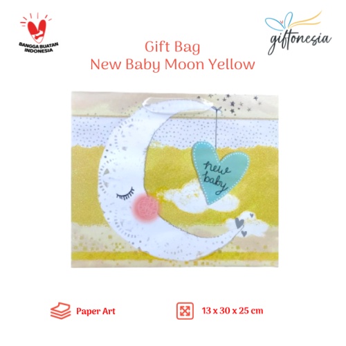 

Paper Gift Bag New Baby Moon Yellow Giftonesia Hampers Kado