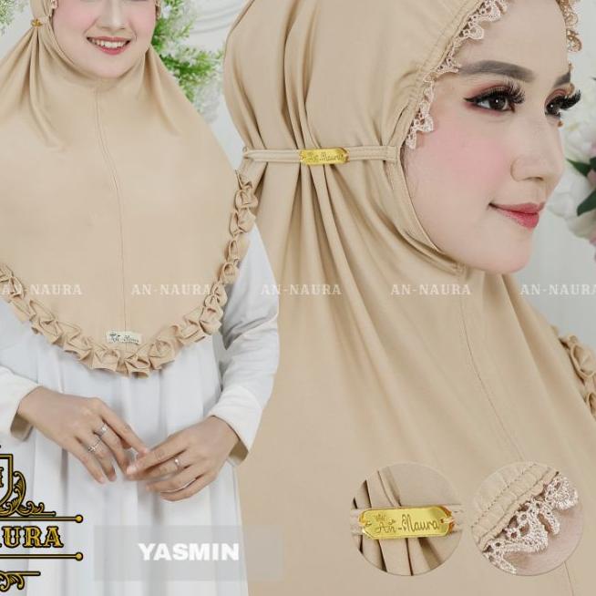 ❉ Bergo kerut renda yasmin terbaru - jilbab jersey kerut viral - kerudung jersey renda kerut ❈
