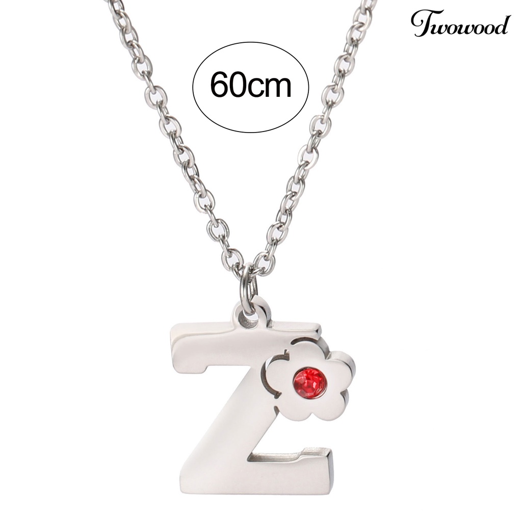 Twowood Alphabet Necklace Desain Sederhana Semua Pertandingan Friendly Dengan Kulit Bebas Alergi Mudah Dipakai Hias Bahan Titanium Steel Unisex A-Z Huruf Kapital Liontin Kalung Hadiah Untuk Pria