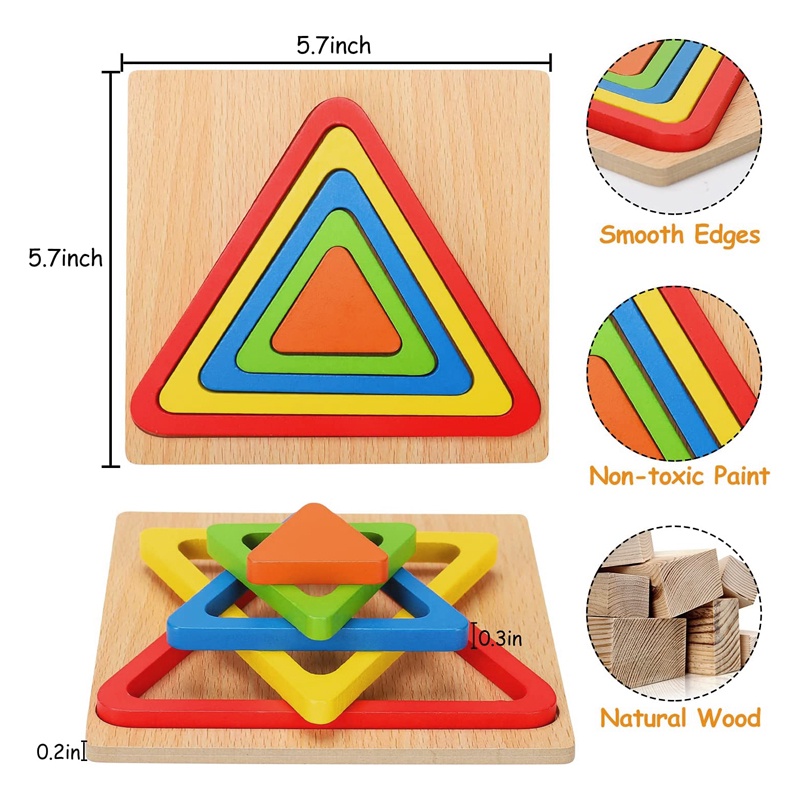 Mainan Sortir Bentuk Geometri Montessori Balita Puzzle Kayu Anak Belajar Paud Mainan Edukasi Dini