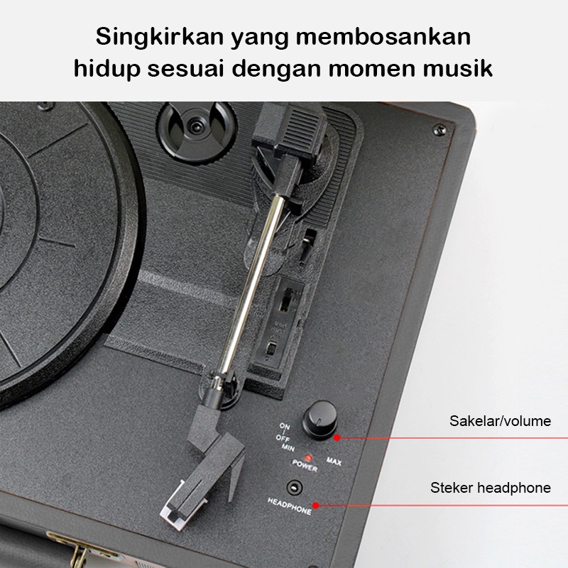 Player Music Turntable With Bluetooth USB/Pemutar Piringan Hitam Vinyl Record