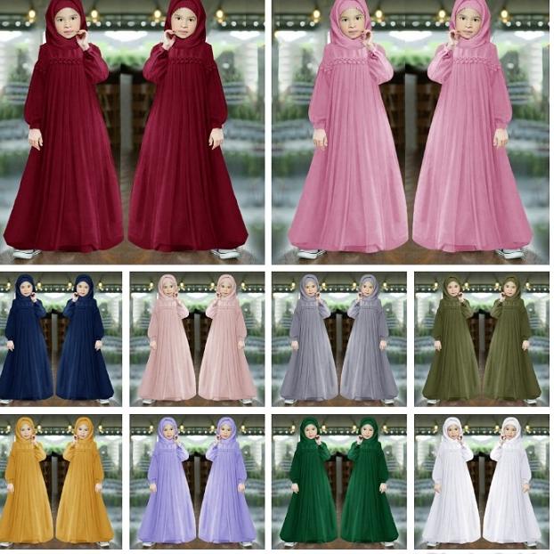 Chekout GAMIS MUSLIM MURAH ANAK PEREMPUAN DRESS PANJANG KID NURAINI BROKAT TILE CANTIK RENDA IMPORT 
