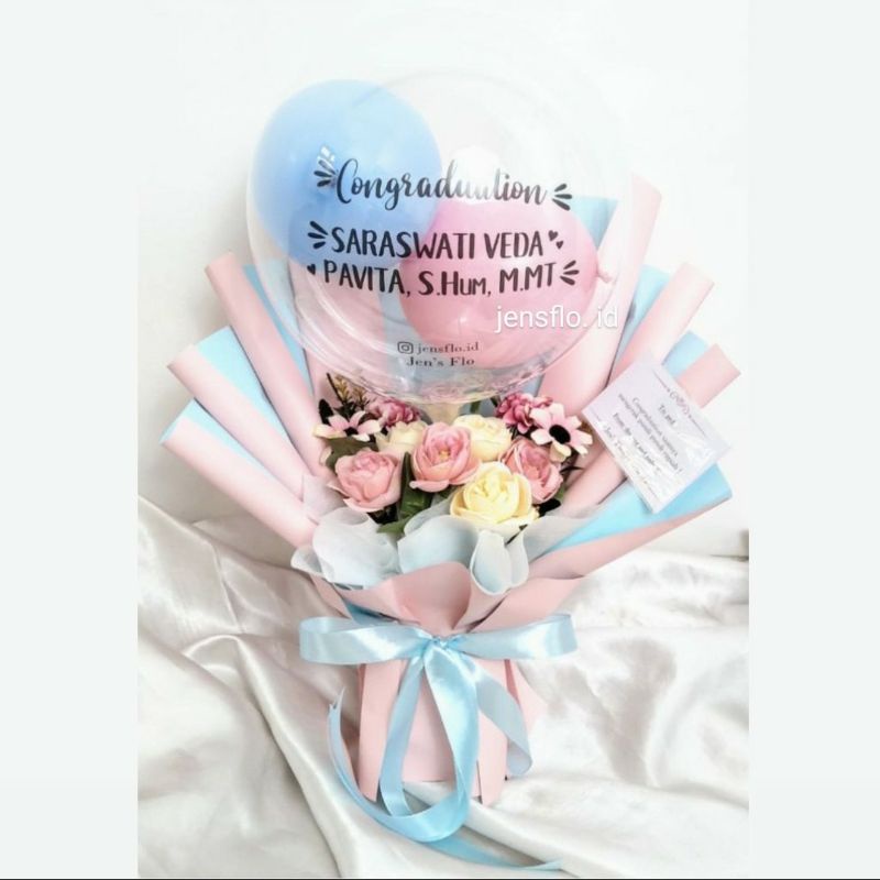 Hand Bouquet Flower Balloon korean style gift buket balon korea bucket bloom box bunga palsu artific