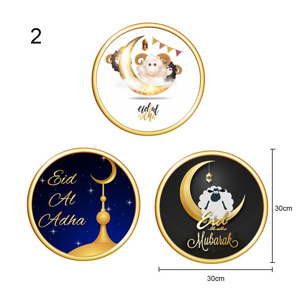 Populer 3PCS /Set Eid Mubarak Decals Dekorasi Rumah Perlengkapan Festival Muslim Bulan Bintang