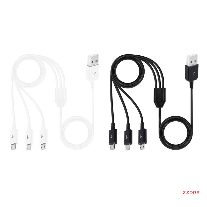 Zzz Kabel Spliter USB Mikro 3in1 Micro USB Charging Cord Kabel Adaptor Sinkronisasi Data Fleksibel 3-in-1 Multi-Fungsi Ca