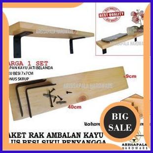 sparepart Rak Tempel Dinding Dapur Kamar Tempat HP 1 Set Besi Siku Penyangga Plus Papan Am