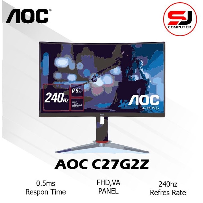 MONITOR LED AOC C27G2Z 27 INCI 240Hz 0.5ms Vesa Mount 3 Tahun Garansi