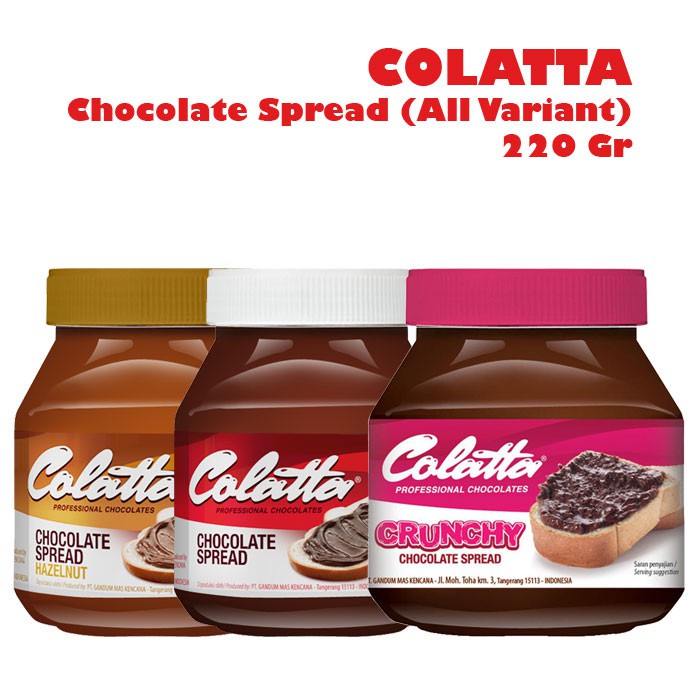COLATTA Chocolate Spread ALL VARIANT 220 Gr (Dark, Hazelnut, Crunchy)