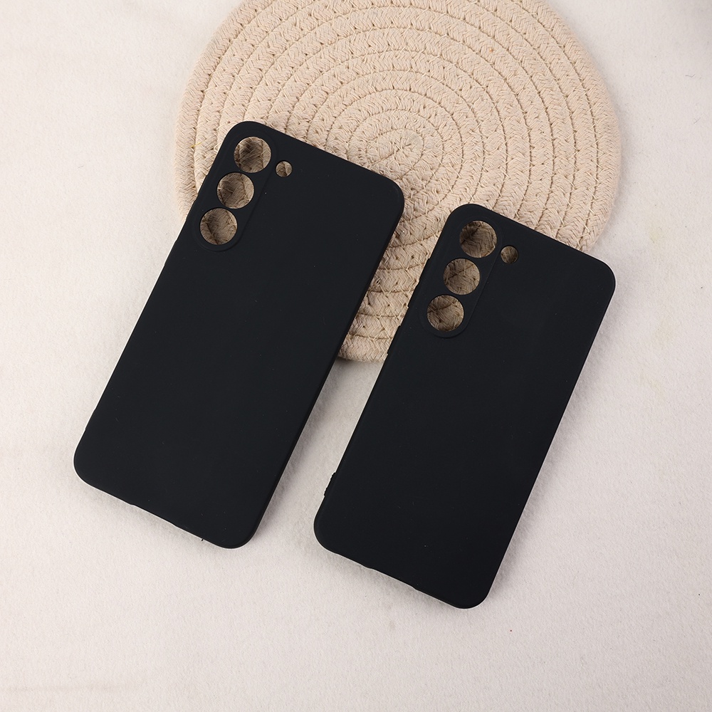 [Harga Grosir] 1pc Baru Case Pelindung Ponsel Silikon Cair Frosted Hitam Phone Case Kualitas Tinggi Casing Ponsel Hitam Untuk Samsung S23/Plus/Ultra