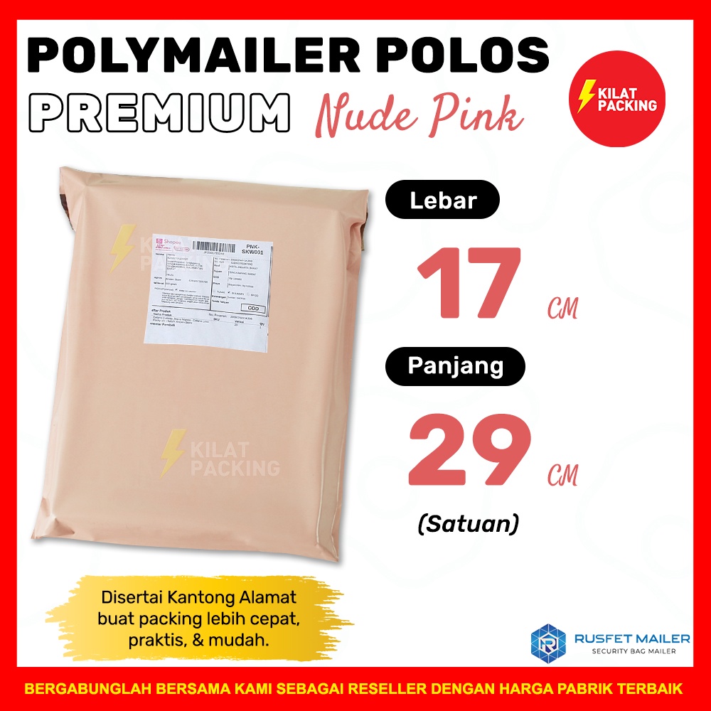 

POLYMAILER POLOS PREMIUM / NUDE PINK 17CM X 25CM / AMPLOP PLASTIK PACKING RUSFET MURAH - SATUAN