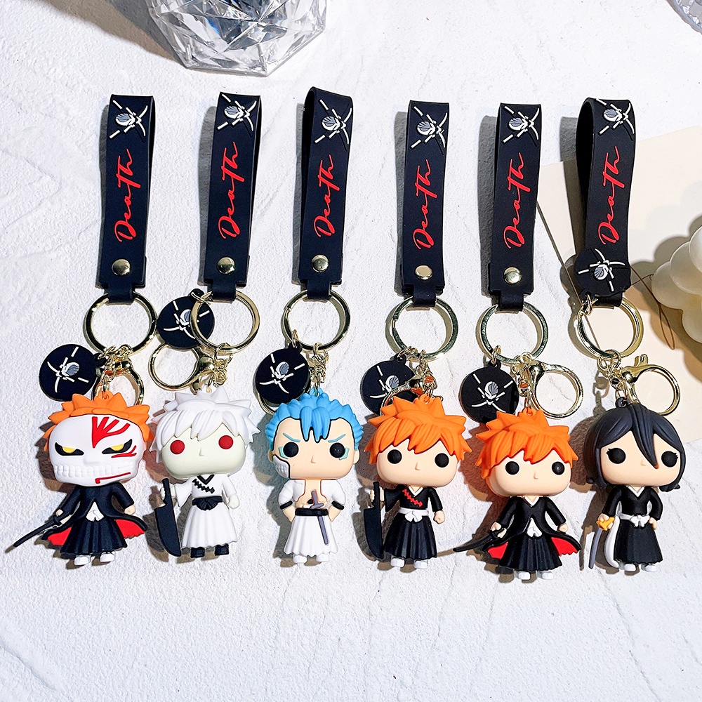 Anime Pemutih Gantungan Kunci Kartun Kurosaki ichigo Boneka Liontin Gantungan Kunci Tas Mobil Keyring Perhiasan Aksesoris