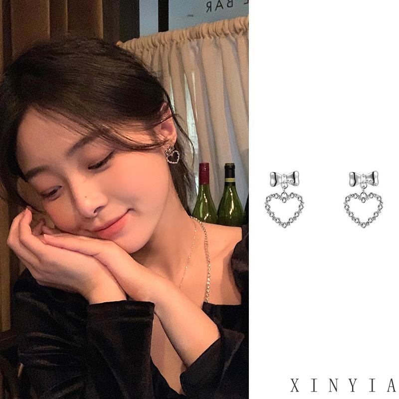 【COD】Aksesoris fashion wanita Korea anting-anting cinta mutiara cinta lucu