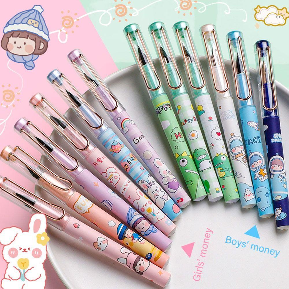 PINEAPPLE Pulpen Air Mancur Nanas Hadiah Kartun Gel Pen Untuk Pelajar Tinta Biru Dengan Berkerudung