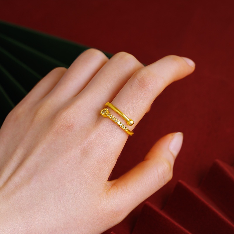 Goldkingdom Perhiasan Fashion 24 K Bangkok Aksesoris Ready Stock Sederhana Berlian Cincin Wanita Cincin Indah Dapat Disesuaikan