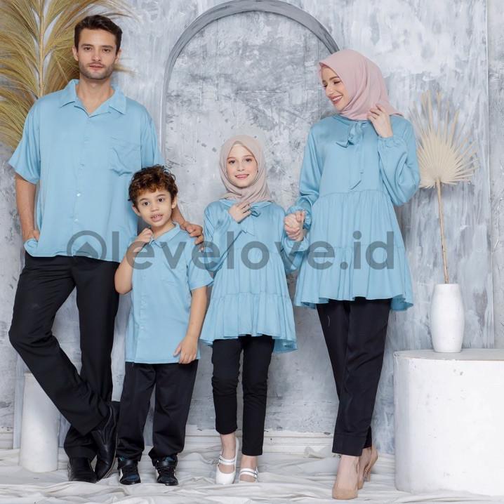 ✿ BLUE BAJU COUPLE KELUARGA SARIMBIT RAYON TEBAL TWILL ADEM ←