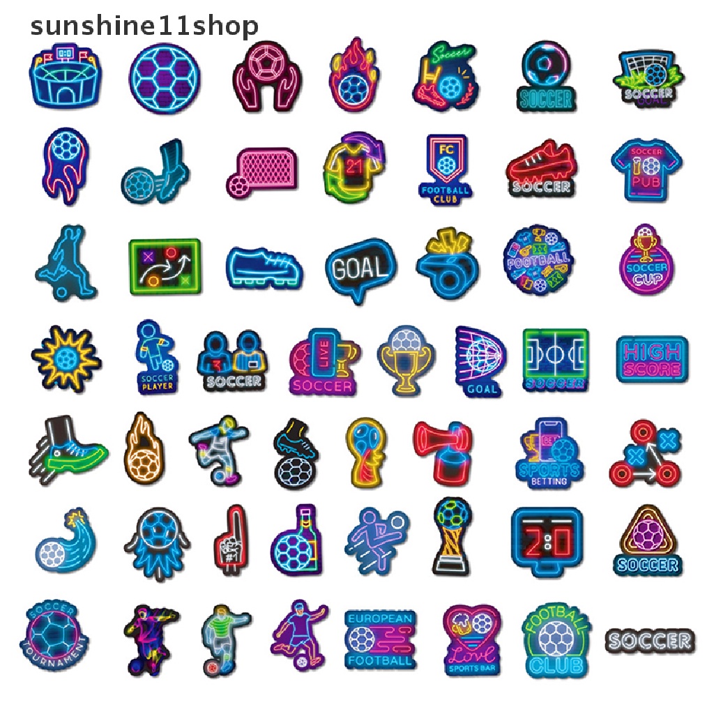 Sho 50 Pcs Neon Sepak Bola Stiker Laptop Tablet Mobil Motor Sepeda Skuter DIY Vinyl Keren Football Decal Sticker Mainan Hadiah N