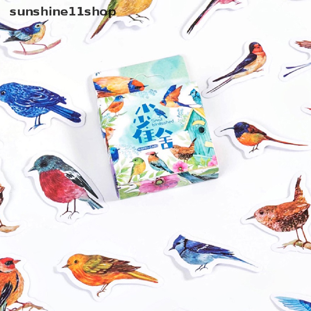 Sho 46pcs Burung Cat Air Sp Precut Lucu Aesthetic Diary Travel Paper Junk Journal Stiker Scrapbooking Stationery Sticker N