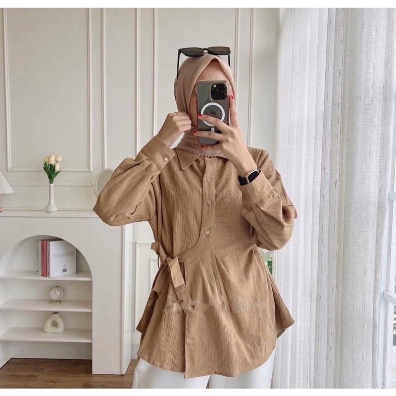 BEFAST - ZSO OOTD WANITA BLOUSE GISEL / ANARA TOP / Pakaian Kerja Wanita / Kemeja Ikat Lengan Panjang / Outfit Wanita Hijab Style / Fashion Wanita Casual kekinian / Trendy