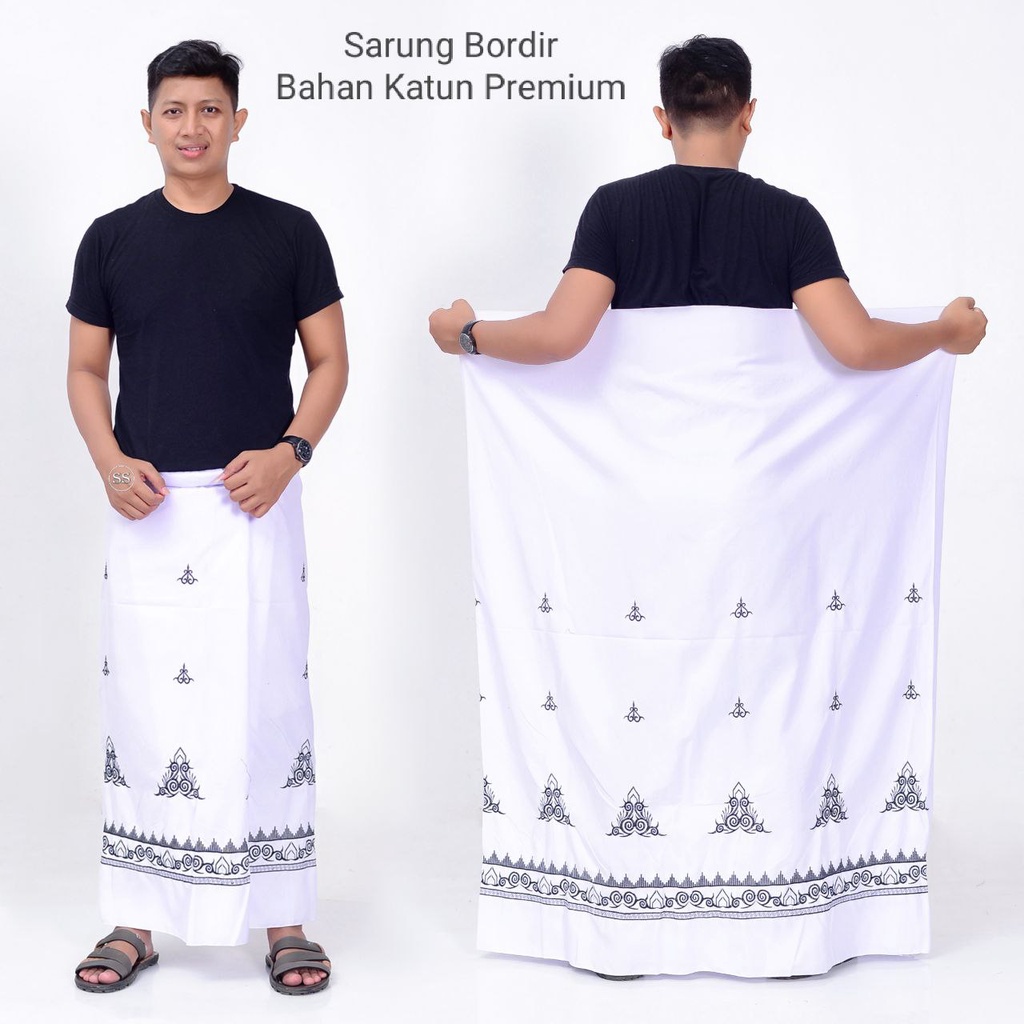 Sarung Katun Bordir Polos Dewasa / Sarung Bordir Aceh Premium / Sarung Wadimor / Sarung Bhs / Sarung Pria