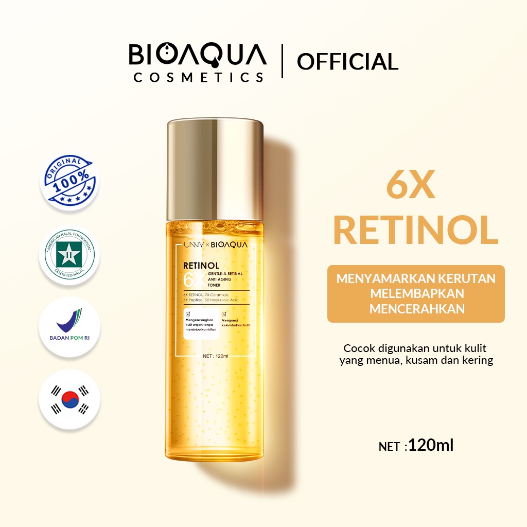 【Clearance Sale】BPOM Bioaqua Cosmetics 6X Gentle-A retinol Anti Aging toner wajah Moisturizing White