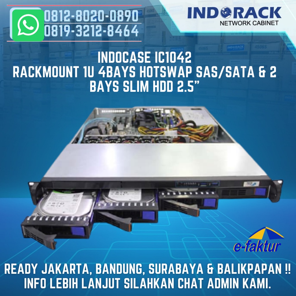 Rackmount Case 1U 4 Bay HOTSWAP SAS / SATA HDD Casing Server IC1042